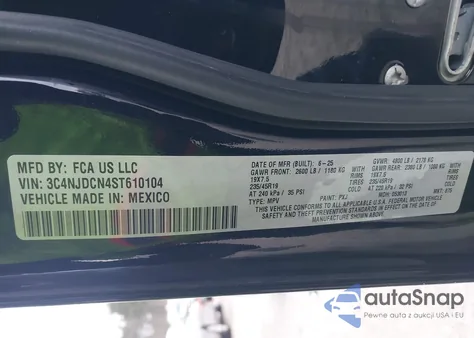 2025 Jeep Compass Limited 4X4 z USA, uszkodzony, nr VIN 3C4NJDCN4ST610104